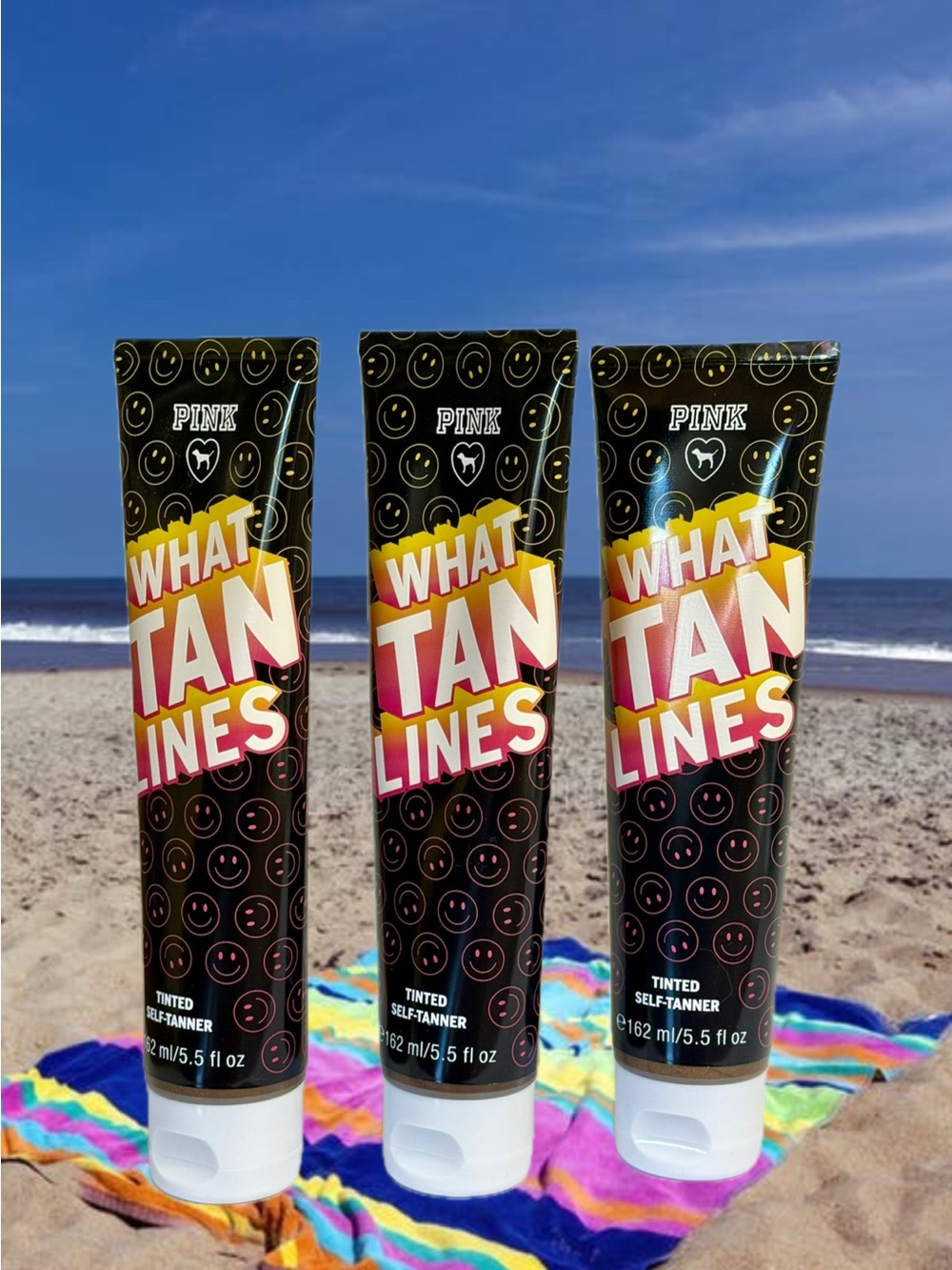 PINK "WHAT TAN LINES" set of 3 tinted self-tanner Victoria's Secret rare bronzer